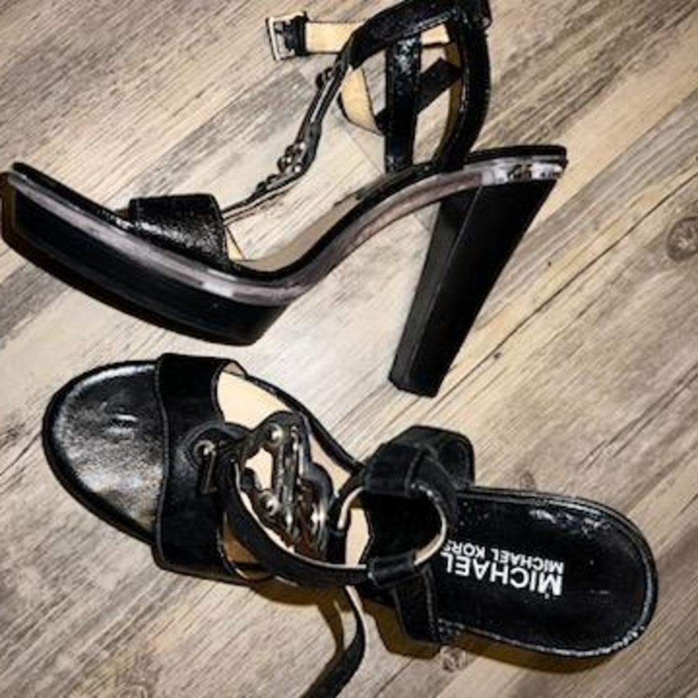 Michael Kors Black Chunky Heel Sandals